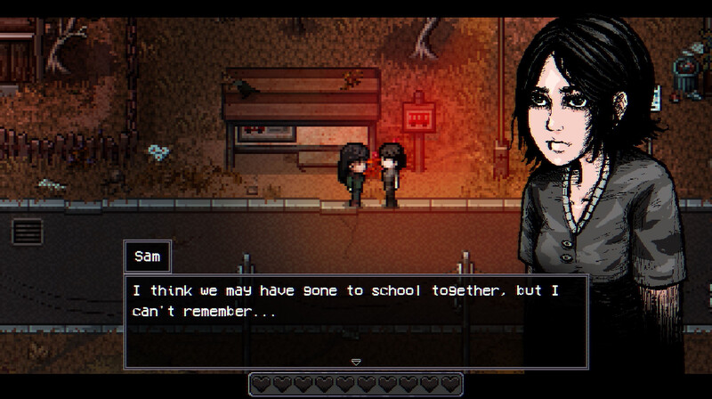 A conversation with Sam with heart icons below the dialogue
